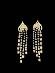 Cz Classic Earrings With 2 Tone Rhodium Plating