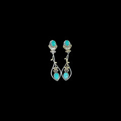 Silver Dangle Earrings with Turquoise Stones