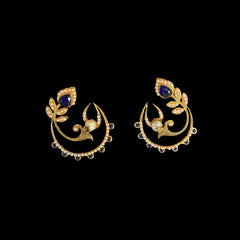 Midnight Blue Crescent Pearl Earrings