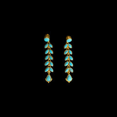 Gold Turquoise Leaf Drop Earrings