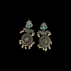 Oxidized Silver Turquoise Style Earring