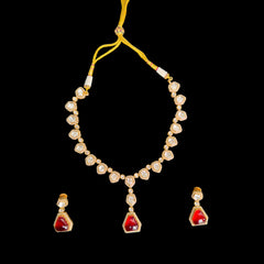 Rose Gold Plated Kundan & Ruby Necklace