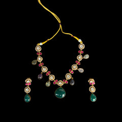 Kundan Gold-Plated Multicolored Stone Necklace Set