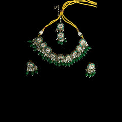 Royal Green Kundan &Pearl Necklace Set