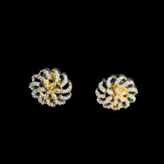 Golden Spiral Blossom Stud Earrings