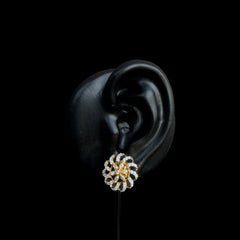 Golden Spiral Blossom Stud Earrings
