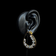 CZ classic Teardrop Earrings With Rhodium Plating