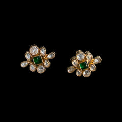 Kundan & Polki Floral Gold Stud Earrings