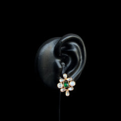 Kundan & Polki Floral Gold Stud Earrings