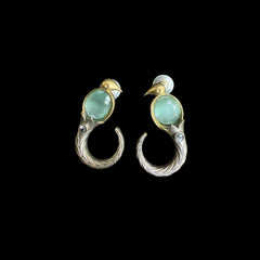 Antique Peacock Styled Aqua Stone Earrings – Mystical Elegance