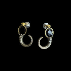 Antique Hook & Black Gemstone Earrings – Edgy & Unique