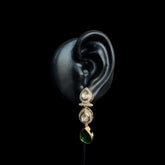 Emerald Green Gold-Plated Kundan Drop Earrings