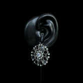 Oxidized Silver & Black Onyx Stud Earrings – Timeless Vintage Elegance