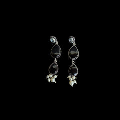 Black Drop Beaded Dangler Earrings