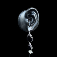 Black Drop Beaded Dangler Earrings