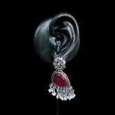 Oxidized Silver & Ruby Chandbali Earrings – Vintage Royalty