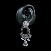 Black Heritage Temple Earrings with Jhumka & Pearl Detailing