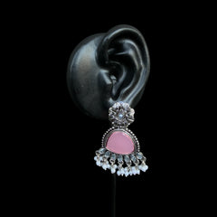 Pink Meenakari Kundan Drop Earrings