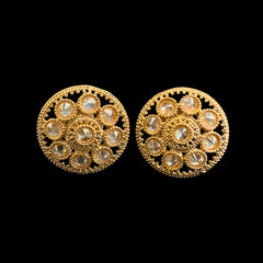 Golden Floral Mirror Stud Earrings