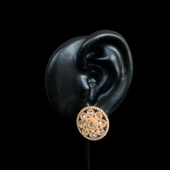 Golden Floral Mirror Stud Earrings