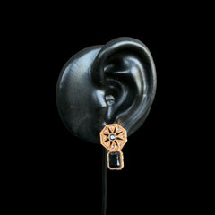 Black & Gold Geometric Statement Earrings – Bold & Elegant