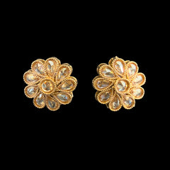 Antique Floral Stud Earrings with Gold Plating– Timeless Elegance