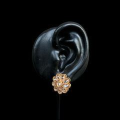 Antique Floral Stud Earrings with Gold Plating– Timeless Elegance