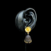Sunflower Oxidized Jhumka Earrings – Vintage Boho Charm