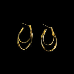 Twisted Dual Hoop Gold Earrings