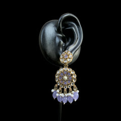 Lavender Kundan Styled Chandbali Earrings