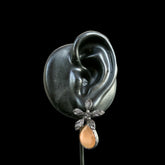 Floral Silver & Peach Teardrop Earring