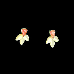 Gold-Plated Carnelian Style Leaf Stud Earrings