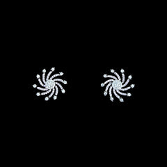 White Gold Swirl Diamond Style Stud Earrings
