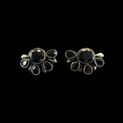 Black Onyx Oxidized Stud Earrings – Bold & Timeless