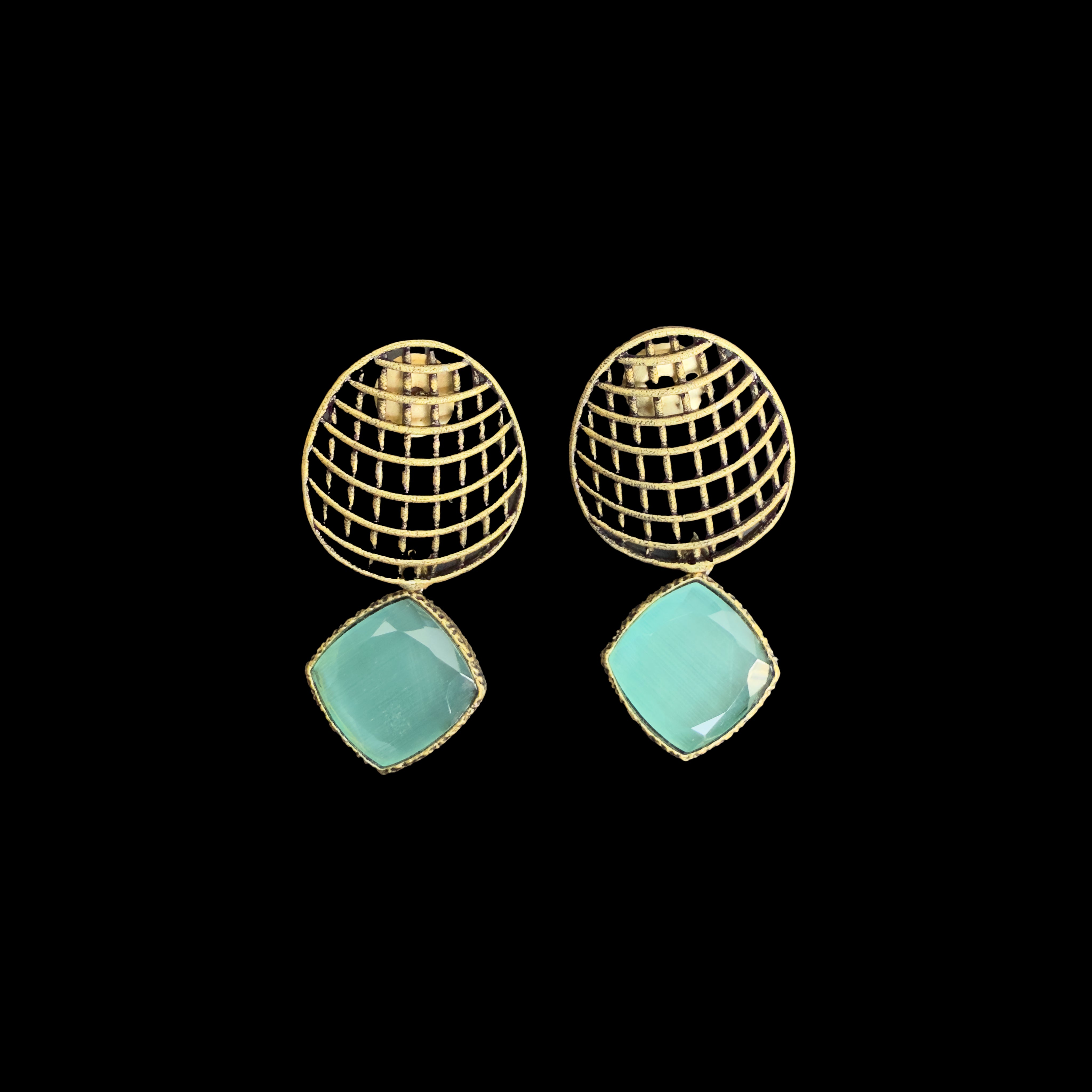 Aqua Blue Statement Earrings – Contemporary Elegance