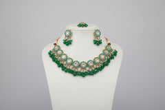 Royal Green Kundan &Pearl Necklace Set