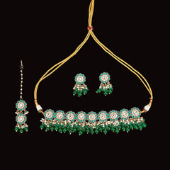 Royal Green Kundan &Pearl Necklace Set