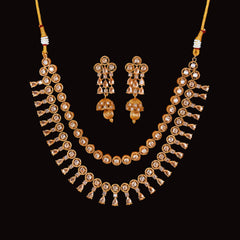 Traditional Antique Mehndi Plated Stone Necklace Set